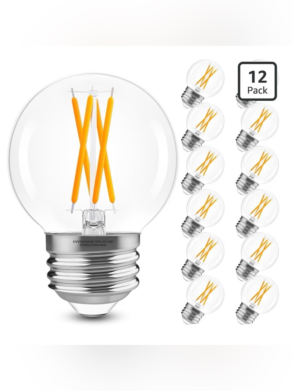 E26 G16.5 LED Globe Bulbs, 60W Equivalent, 2700K Warm White